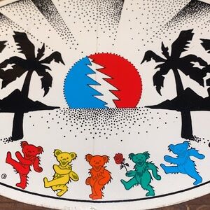 NOS VTG 80s Grateful Dead reversible clear window sticker. Oval. 6 1/2x 4 1/4